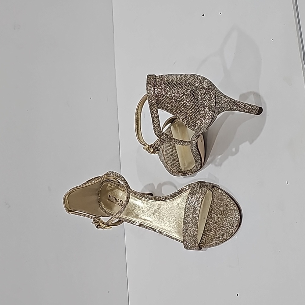 Michael Kors gold glitter high heels sandles size 9.5 party evening